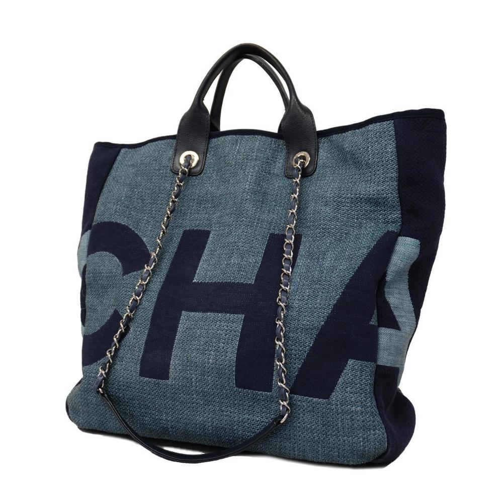 Chanel Chain Straw 2WAY Shoulder Bag Blue